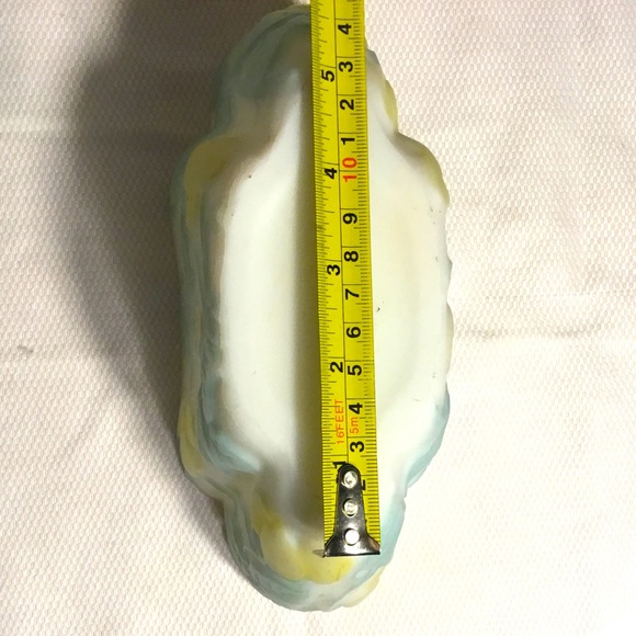 Antique 1920's Phoenix Glass Martele Olive Vase in White Painted Yellow & Green - Picture 10 of 11